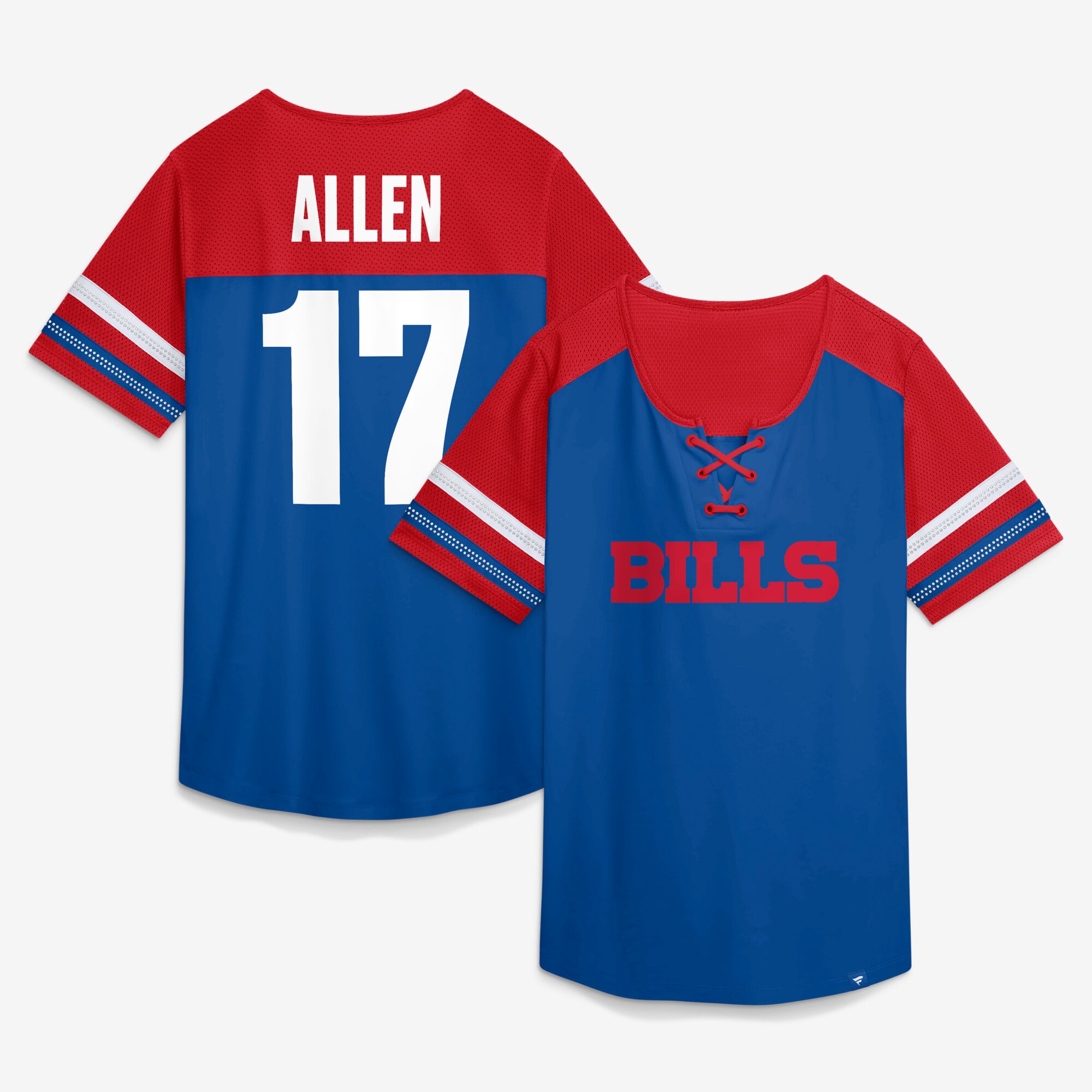 Women's Fanatics Josh Allen Royal Buffalo Bills Curl Route Athena Lace-Up Name & Number Shirt